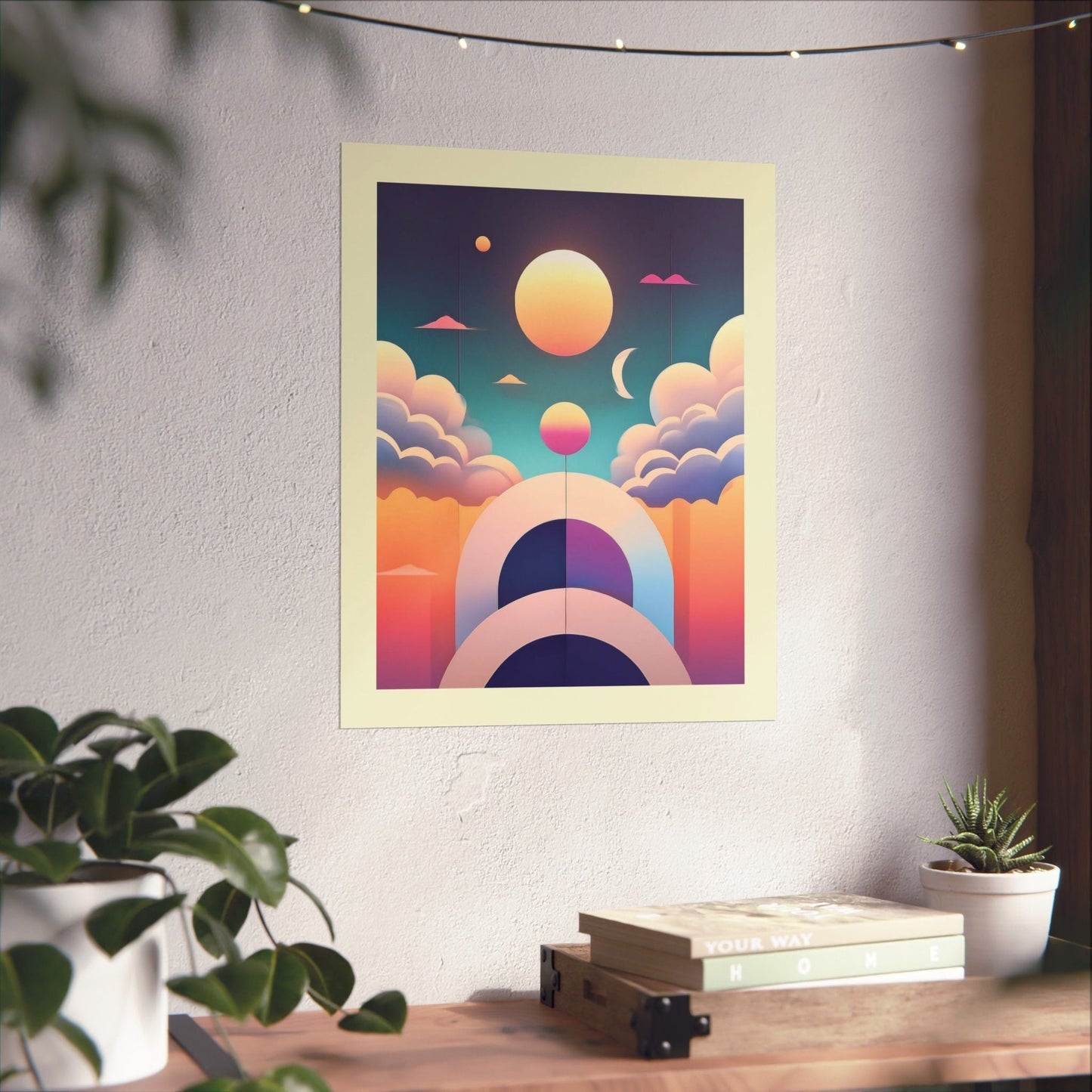 Pastel Cosmos Ethereal Moon Poster | Pretty Pastel Aesthetic Cosmic Art Print for Gallery Wall - POP DECO