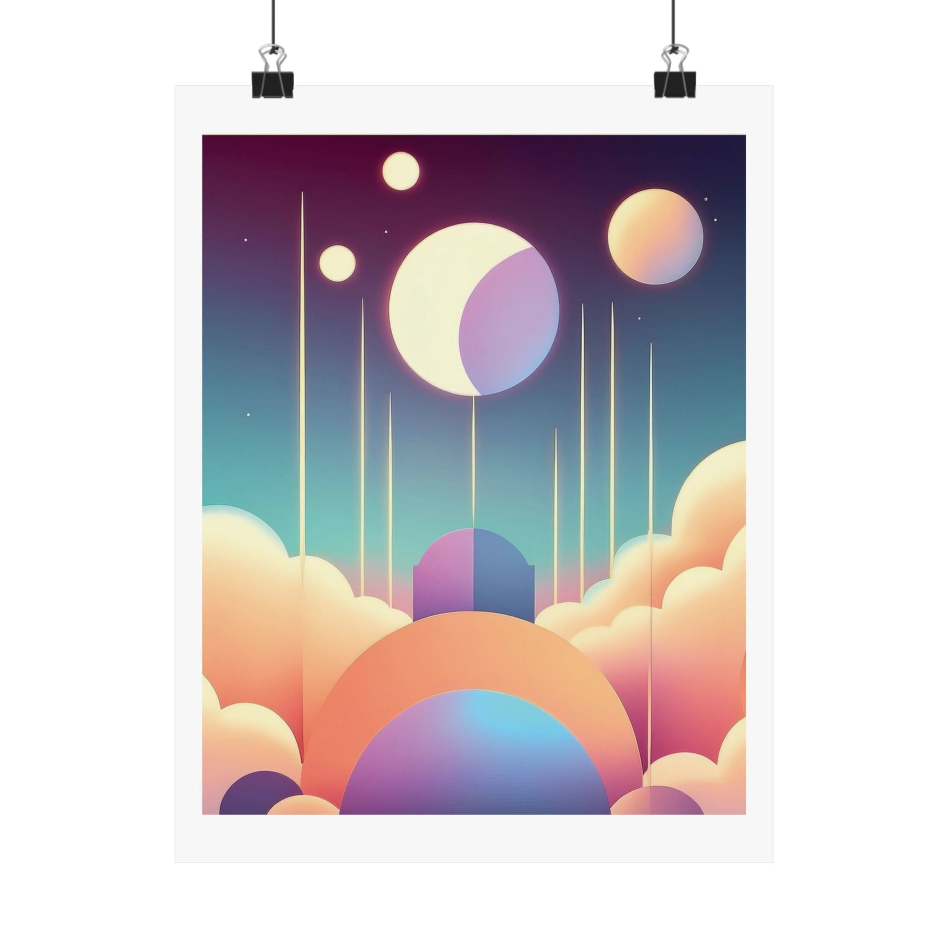 Pastel Cosmos Ethereal Moon Poster | Pretty Pastel Aesthetic Lunar Gallery Wall Art - POP DECO