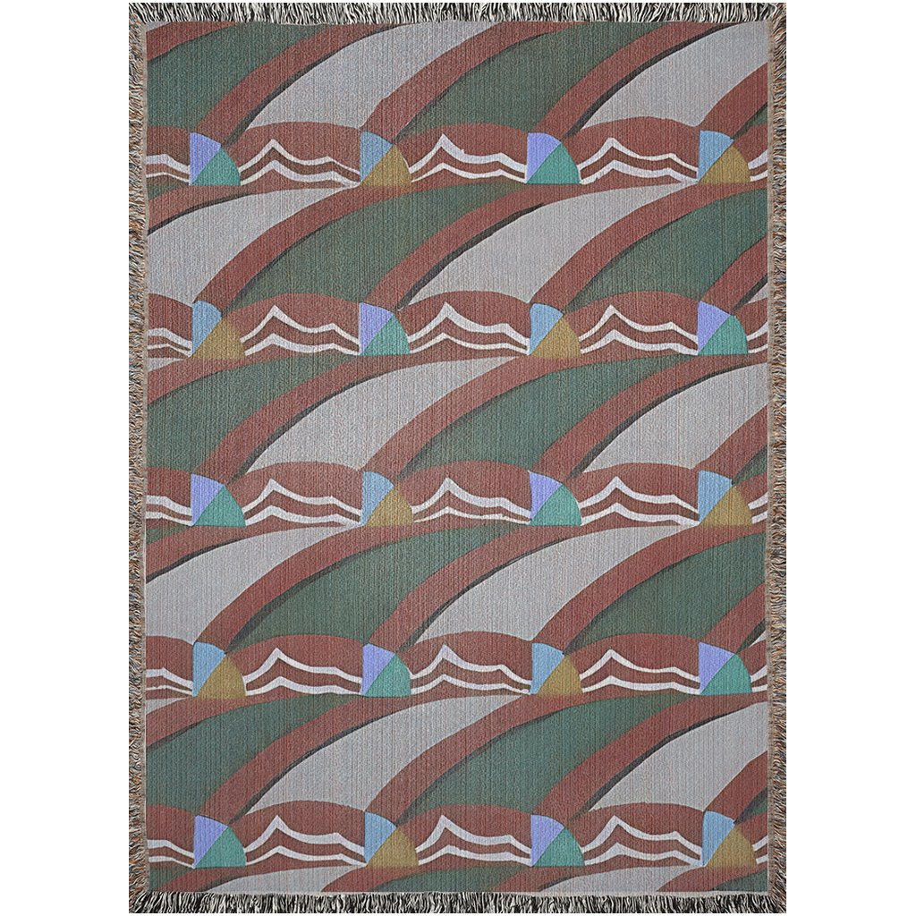 Pop Deco Abstract Waves Woven Blankets | Colorful Neutrals Throw Blanket - POP DECO