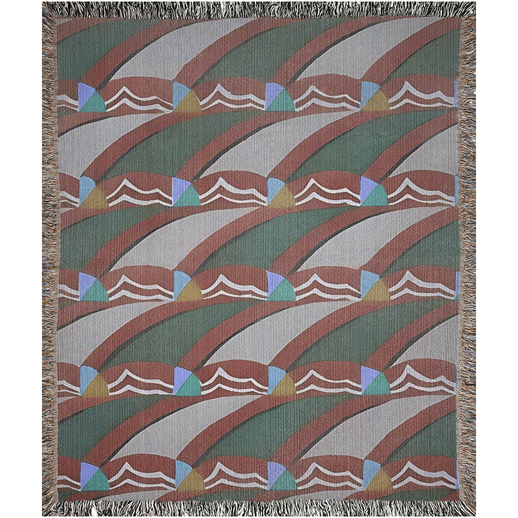 Pop Deco Abstract Waves Woven Blankets | Colorful Neutrals Throw Blanket - POP DECO