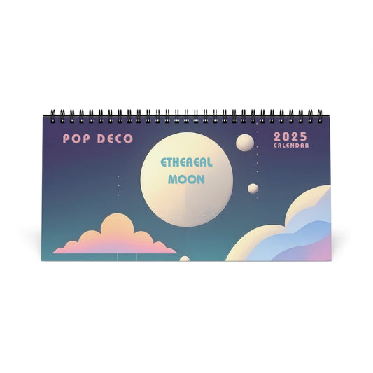 Pop Deco Ethereal Moon 2025 Desktop Calendar | Pastel Cosmos Lunar Calendar 2025 - POP DECO