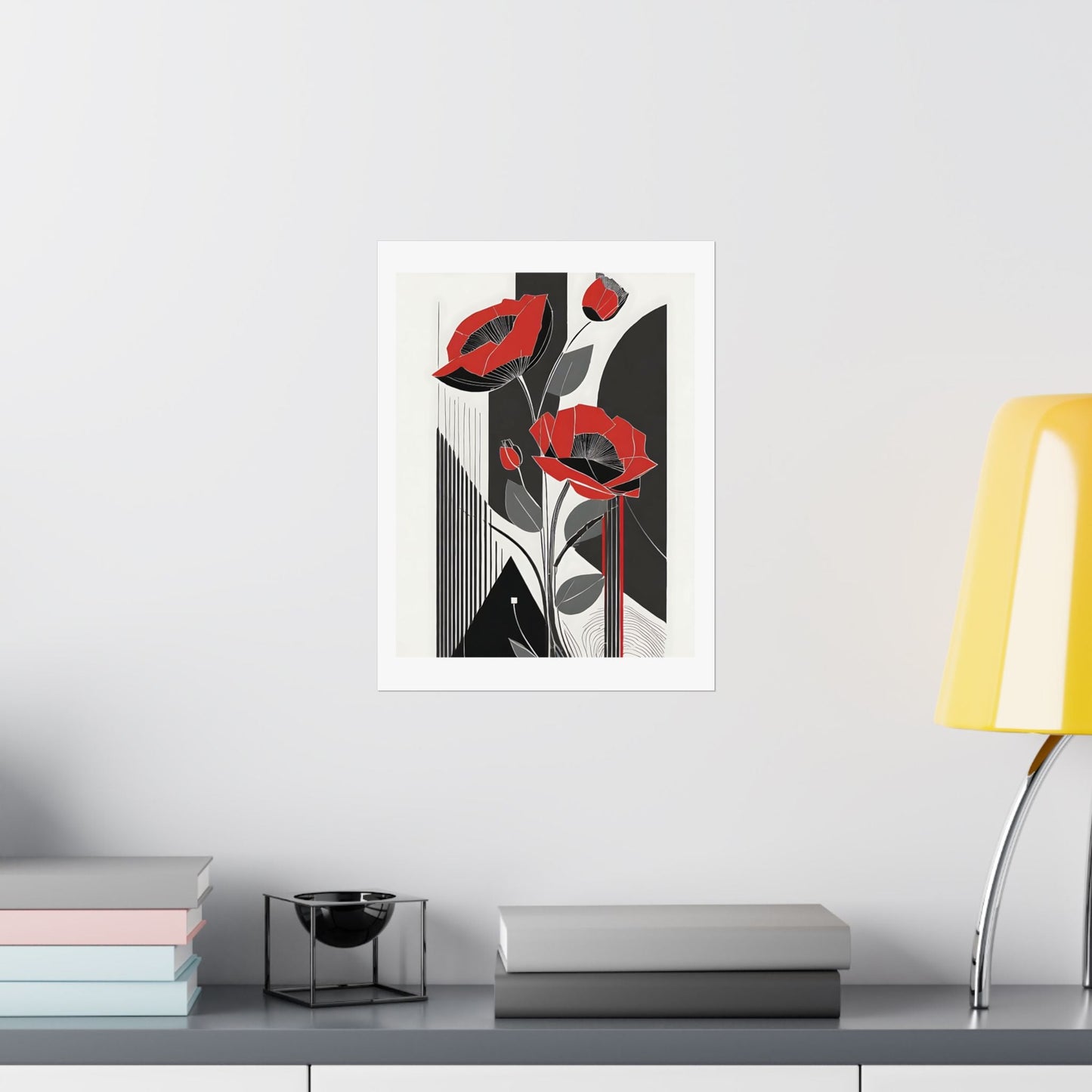 Pop Deco Floral Abstract Art Deco Red Poppies Poster Wall Art - POP DECO