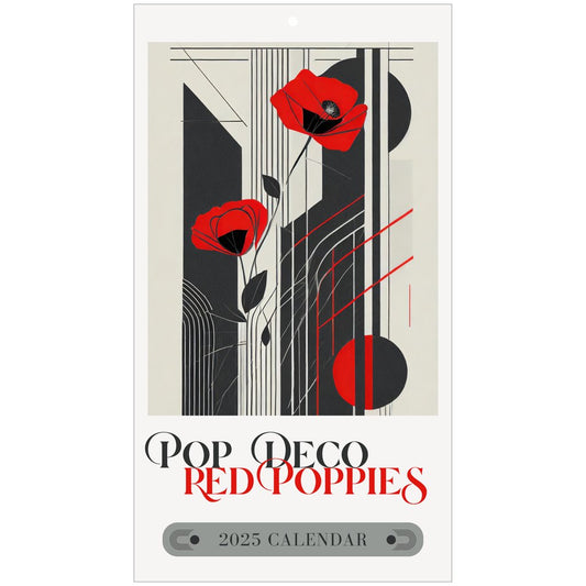 Pop Deco Red Poppies Art Deco 2025 Wall Calendar - POP DECO