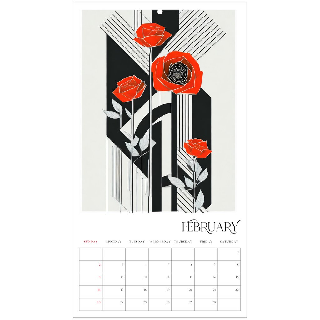 Pop Deco Red Poppies Art Deco 2025 Wall Calendar - POP DECO