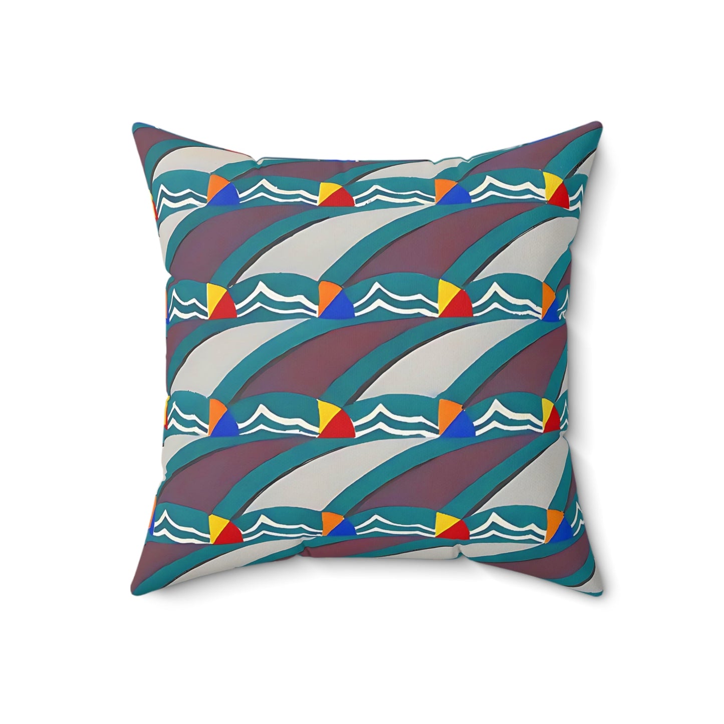 Pop Deco Waves I Abstract Art Deco Square Throw Pillow - POP DECO