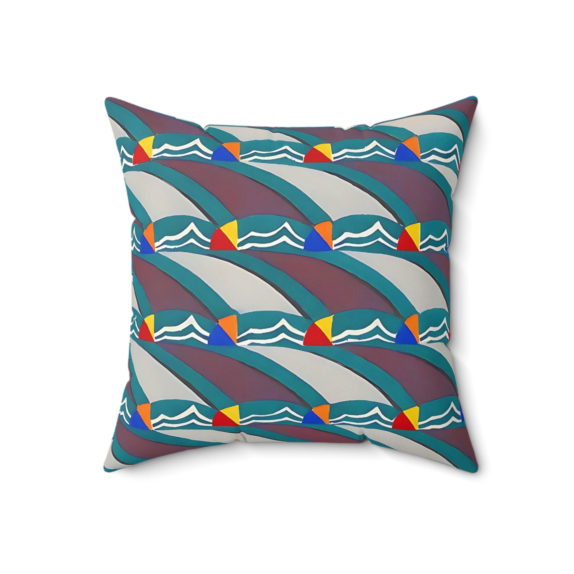 Pop Deco Waves I Abstract Art Deco Square Throw Pillow - POP DECO