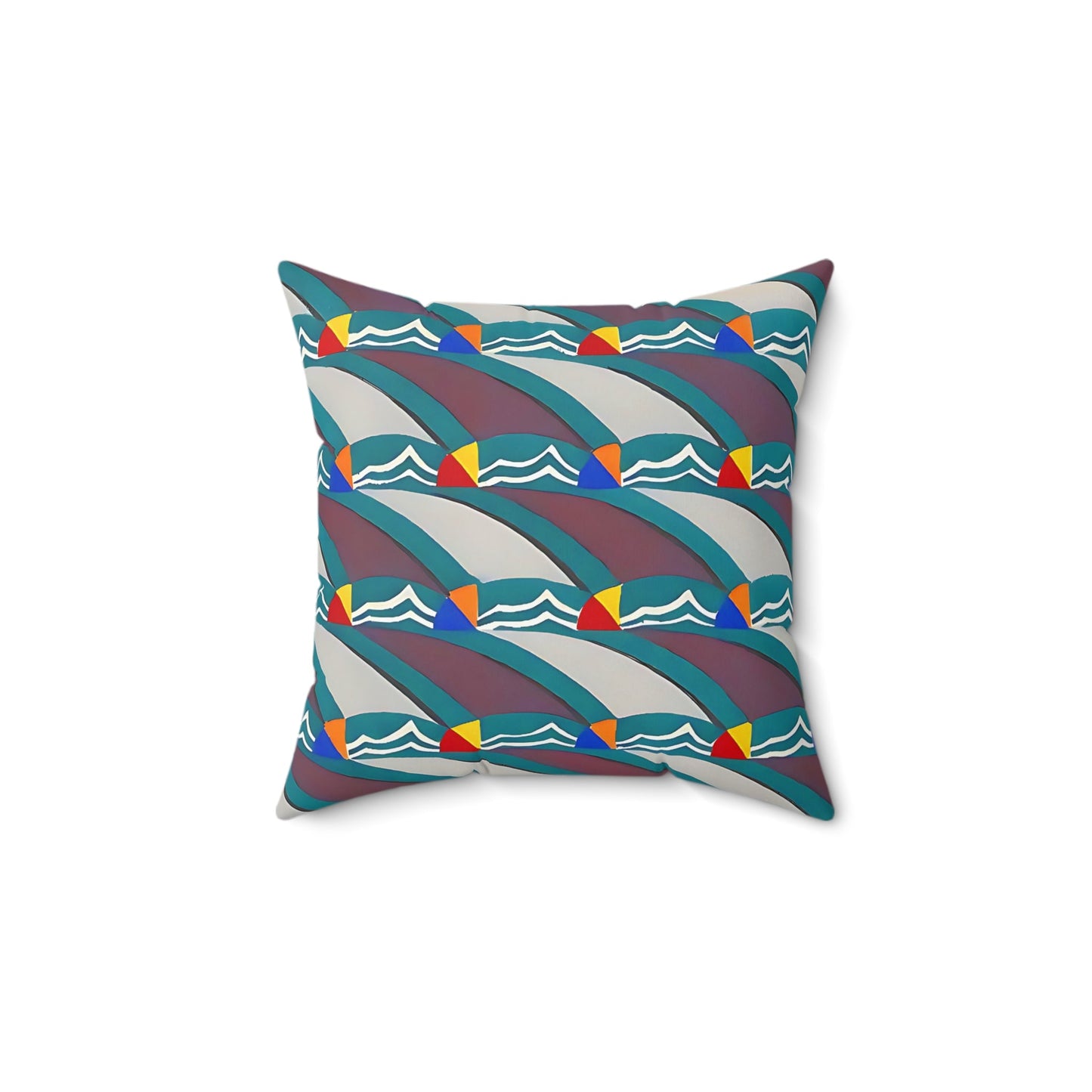 Pop Deco Waves I Abstract Art Deco Square Throw Pillow - POP DECO