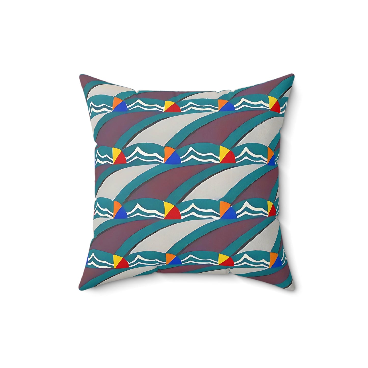 Pop Deco Waves I Abstract Art Deco Square Throw Pillow - POP DECO