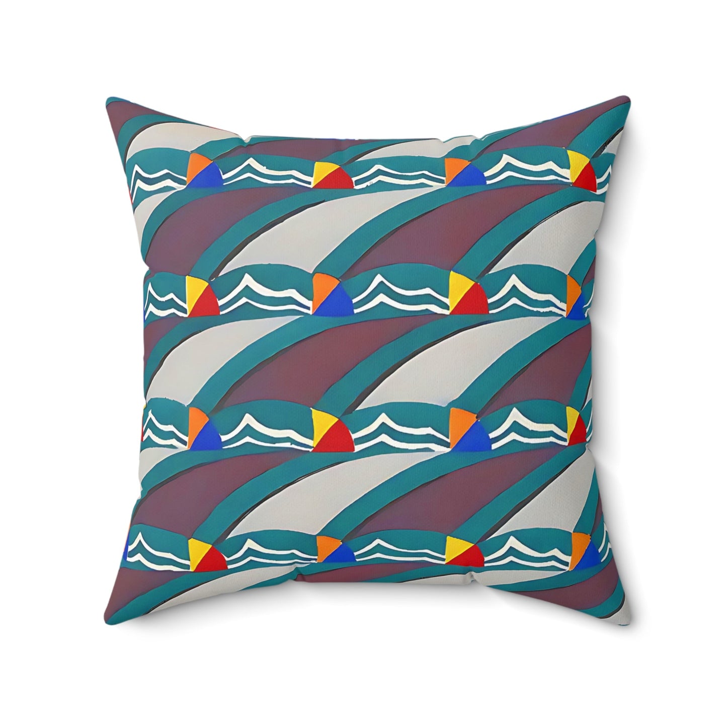 Pop Deco Waves I Abstract Art Deco Square Throw Pillow - POP DECO