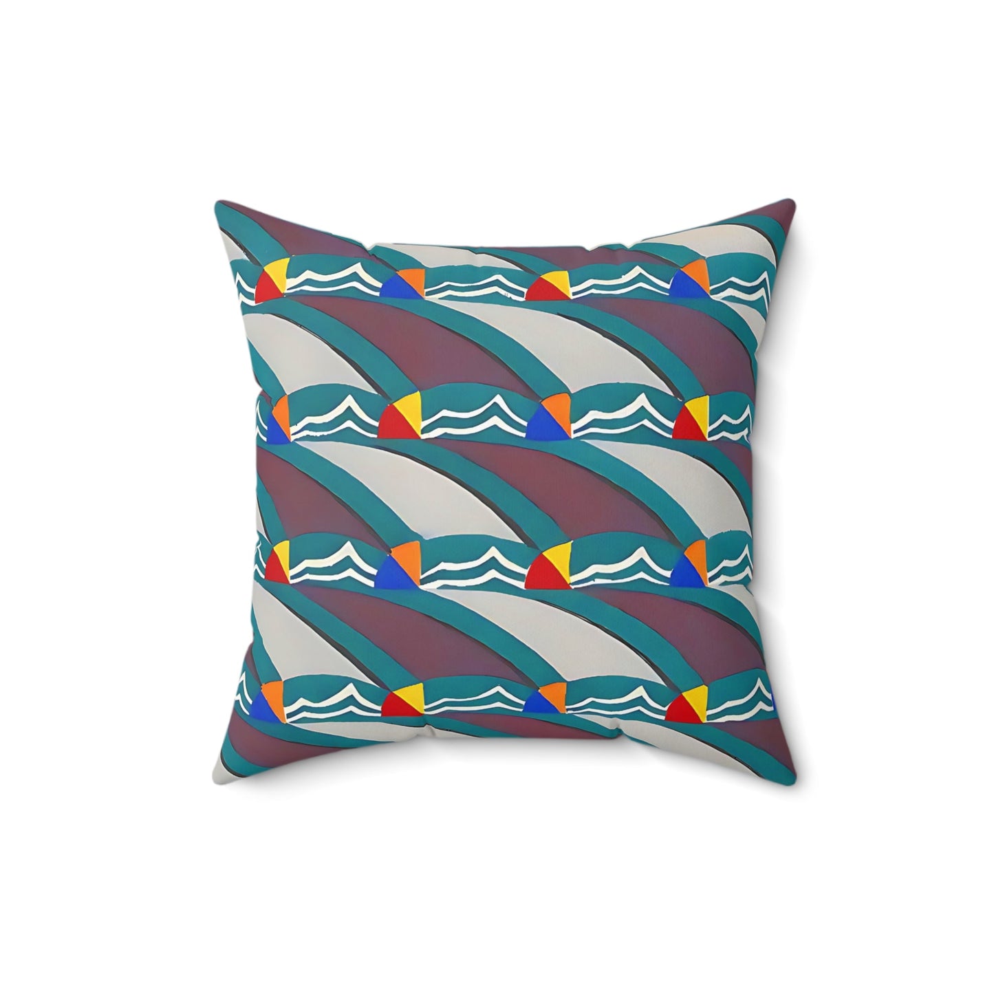 Pop Deco Waves I Abstract Art Deco Square Throw Pillow - POP DECO