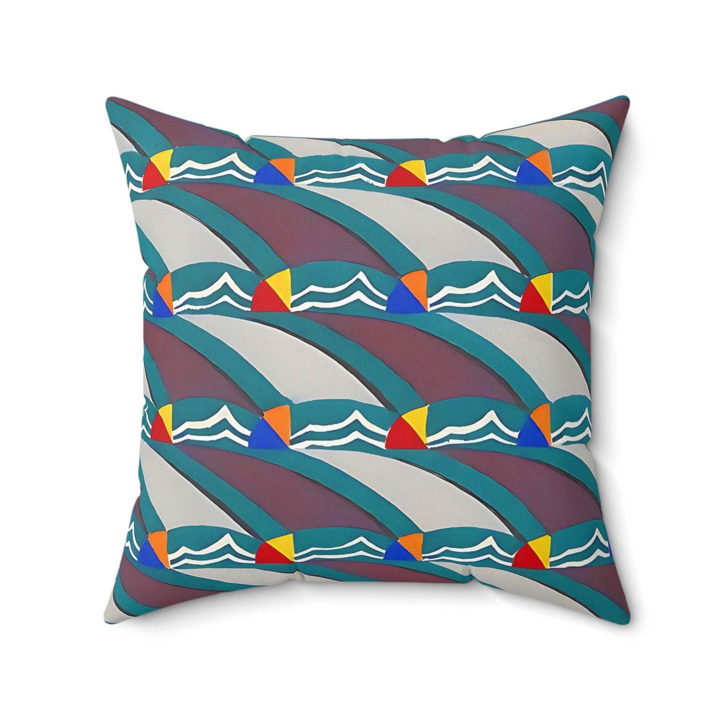 Pop Deco Waves I Abstract Art Deco Square Throw Pillow - POP DECO