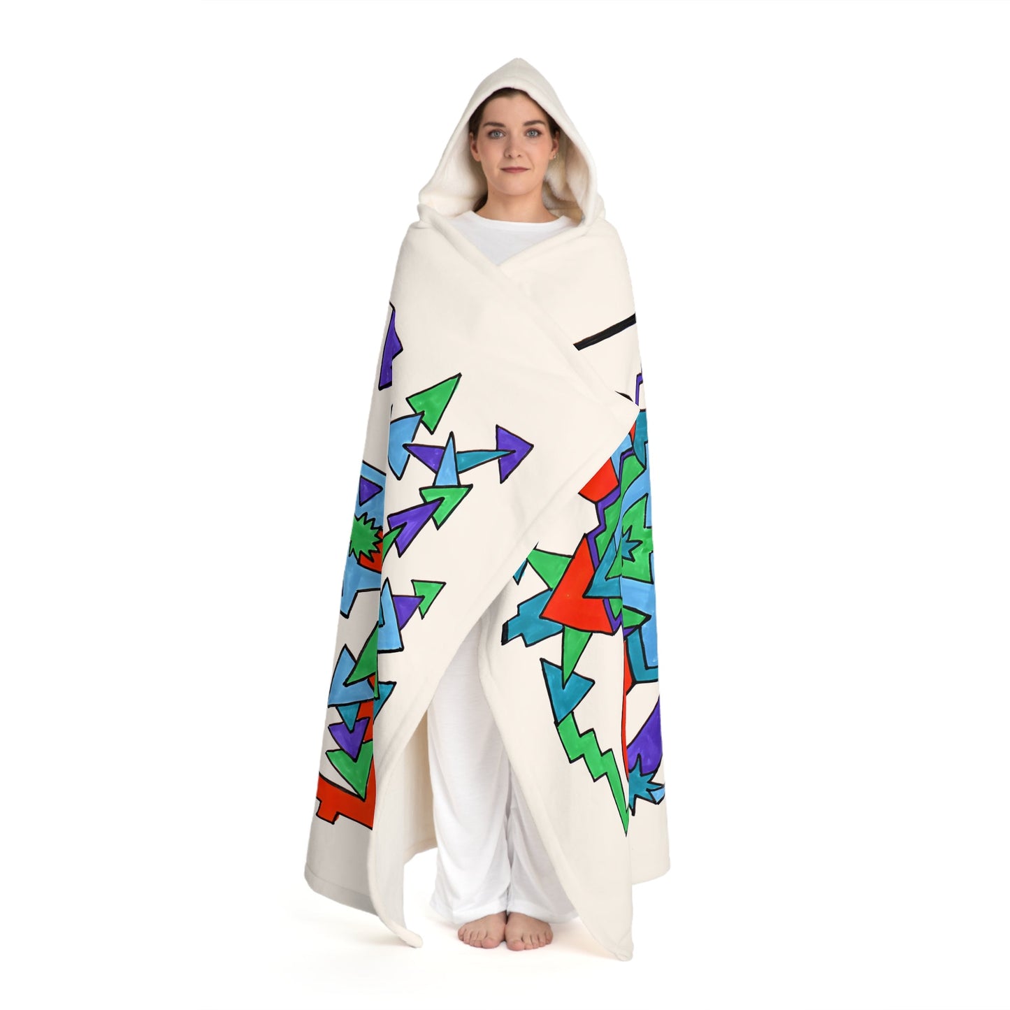 Pop Decoscape Illustration Hooded Sherpa Fleece Blanket | Abstract Geometric Christmas Blanket - POP DECO