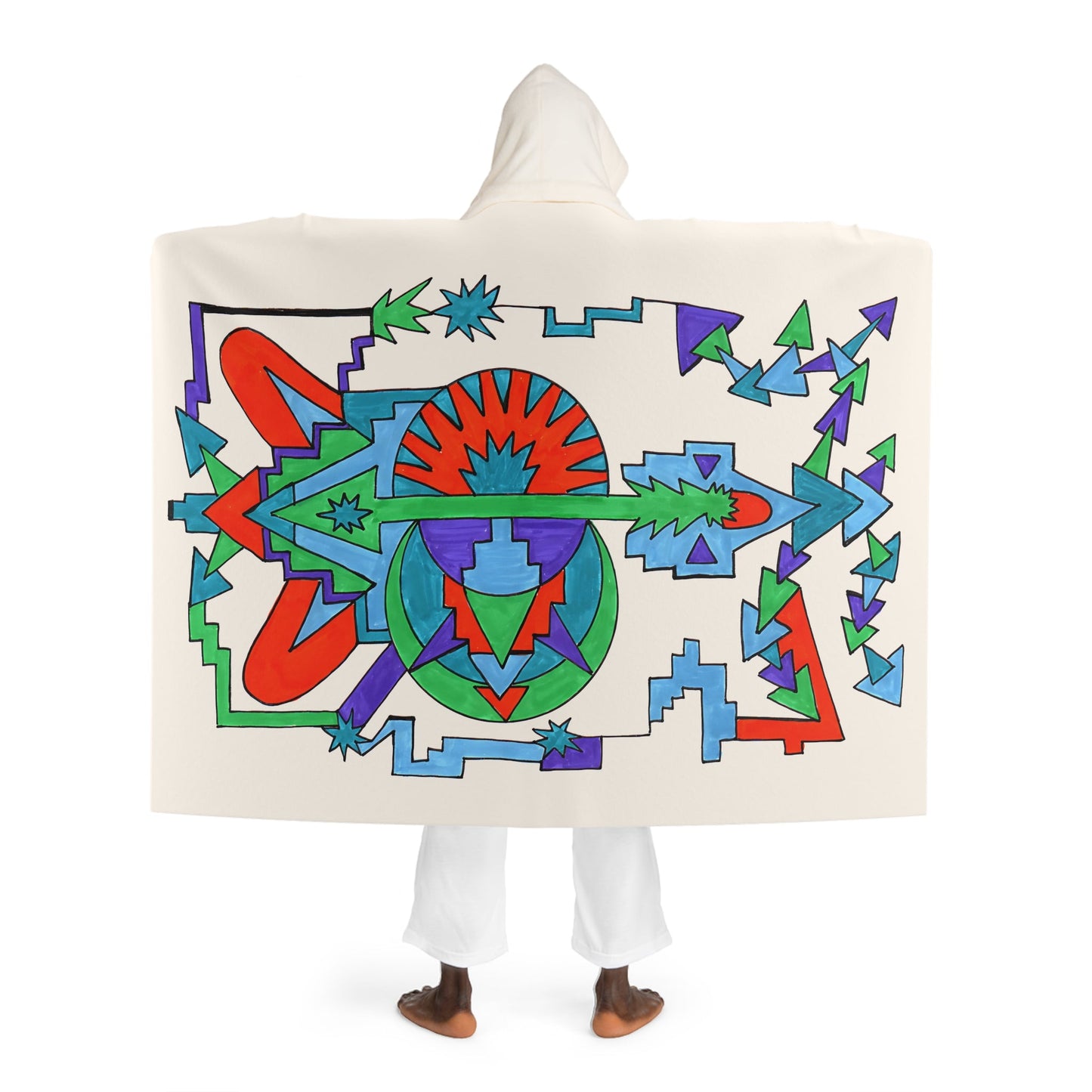 Pop Decoscape Illustration Hooded Sherpa Fleece Blanket | Abstract Geometric Christmas Blanket - POP DECO