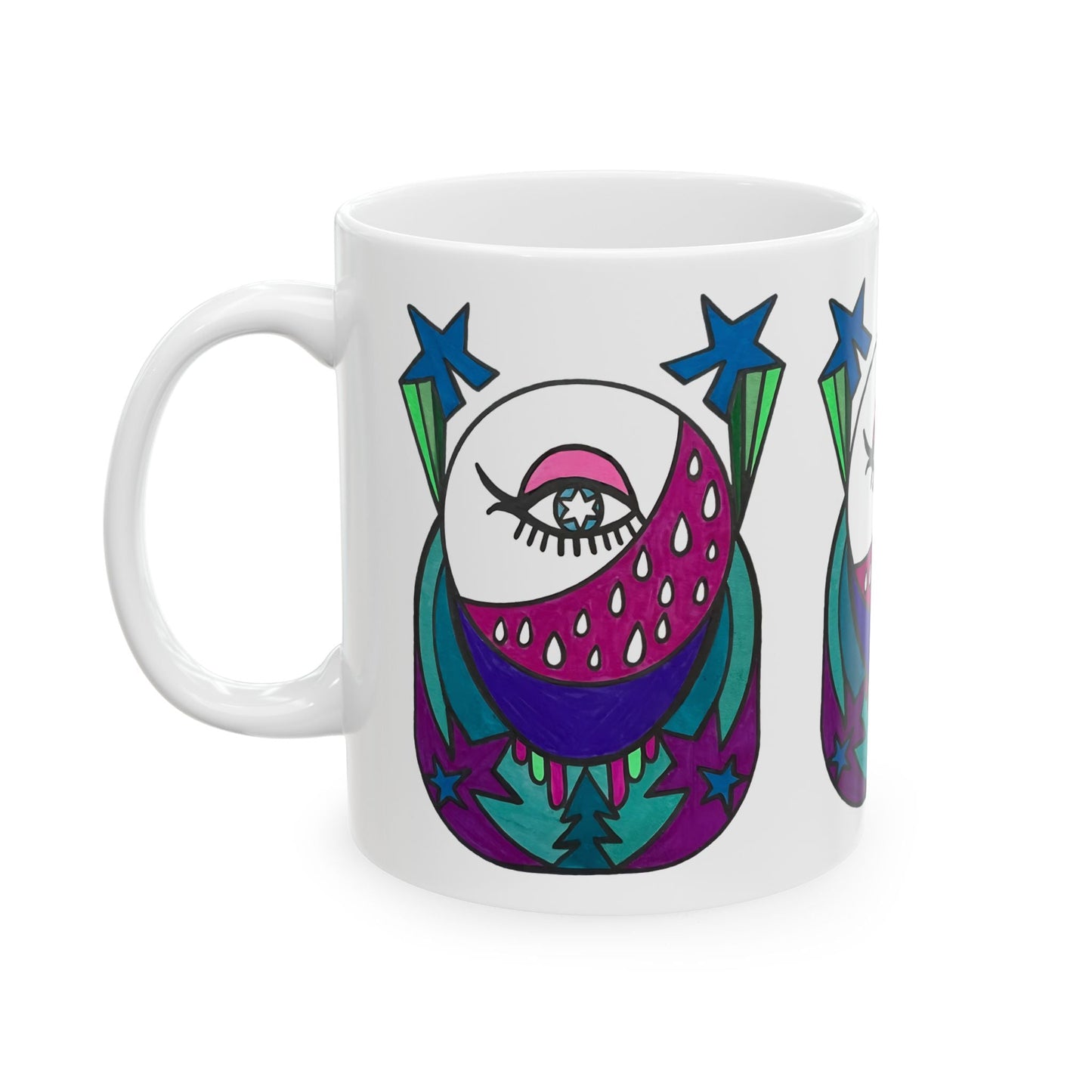 Pop Decoscape Lunar Eye Coffee Mug | Abstract Art Colorful Ceramic Mug (11oz, 15oz) - POP DECO