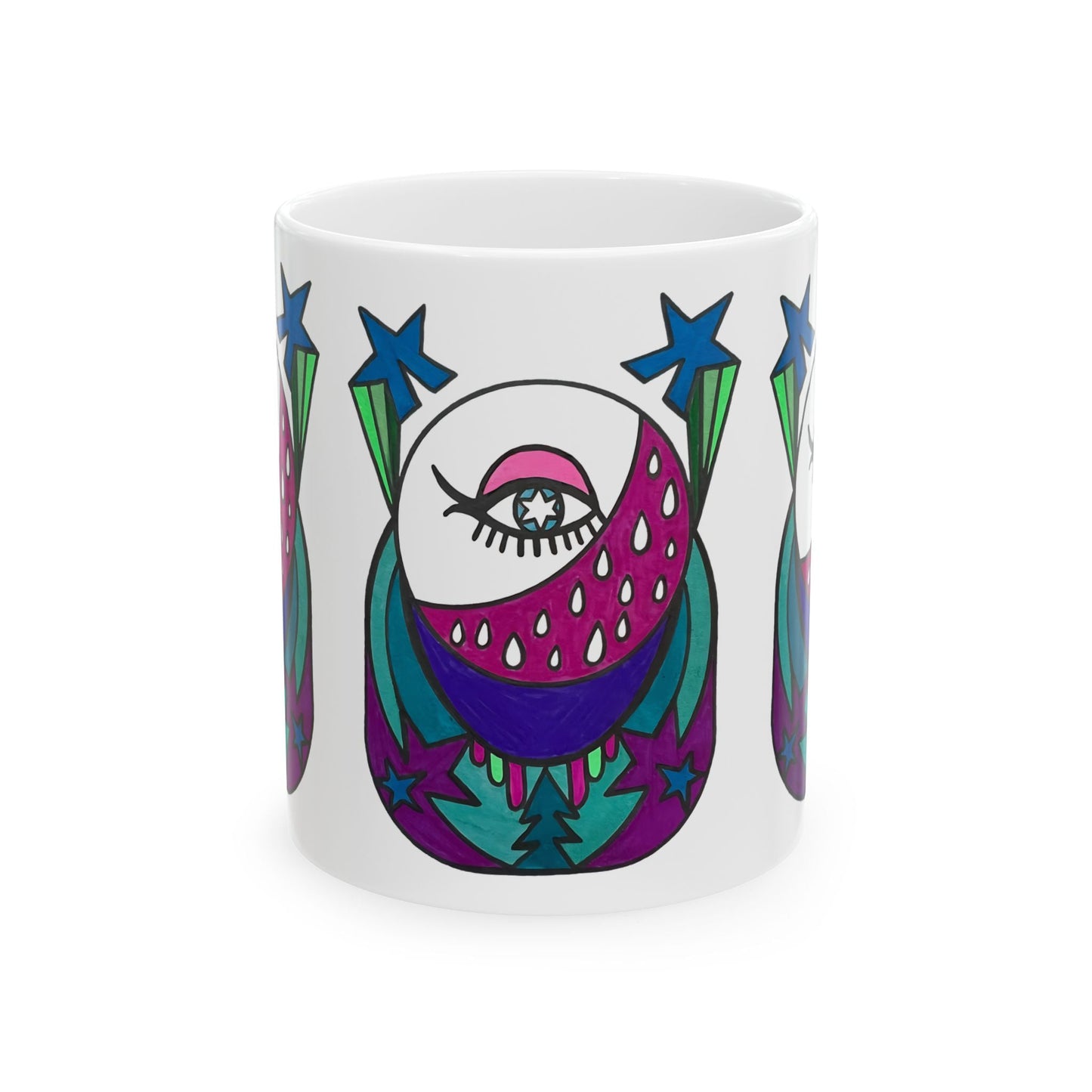 Pop Decoscape Lunar Eye Coffee Mug | Abstract Art Colorful Ceramic Mug (11oz, 15oz) - POP DECO