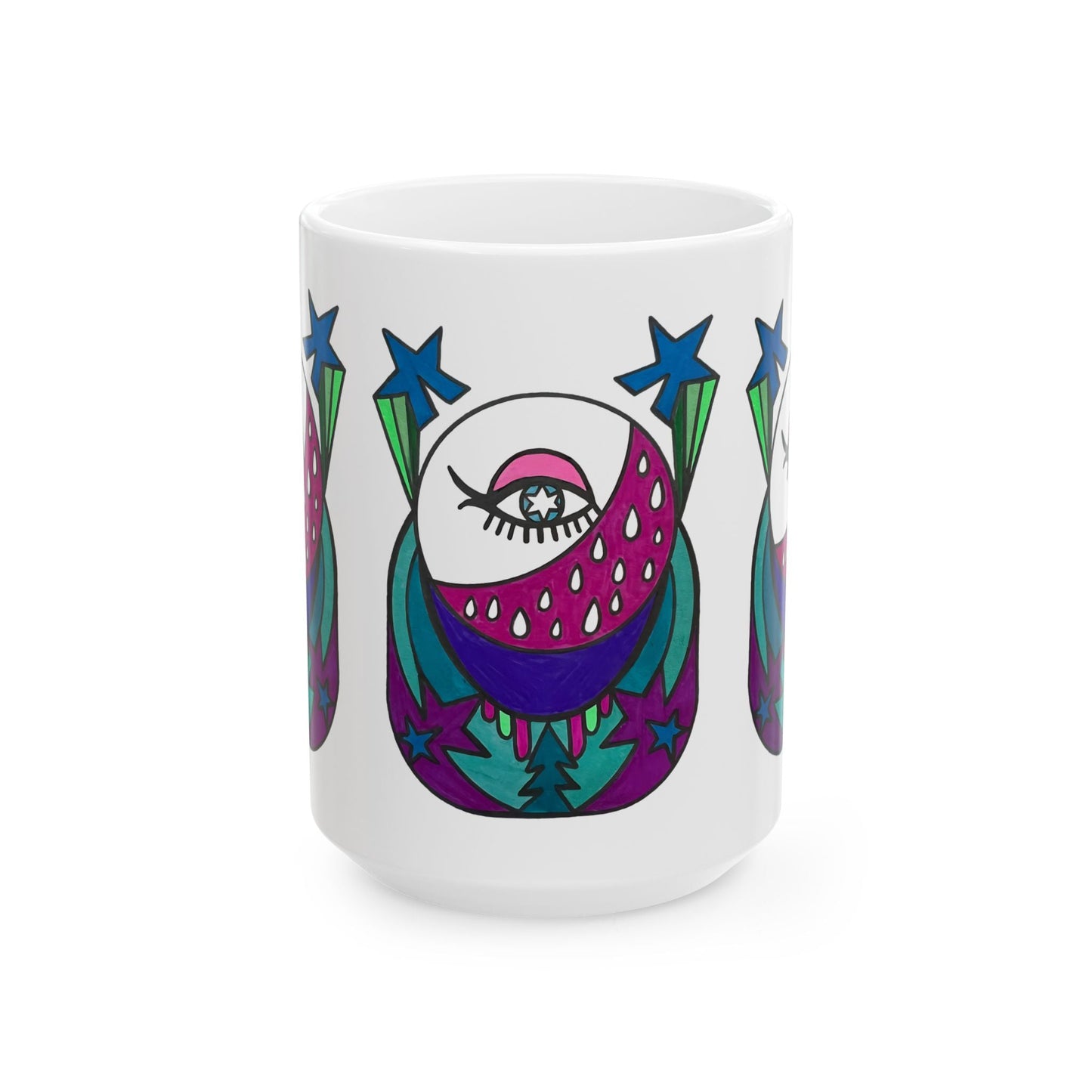 Pop Decoscape Lunar Eye Coffee Mug | Abstract Art Colorful Ceramic Mug (11oz, 15oz) - POP DECO