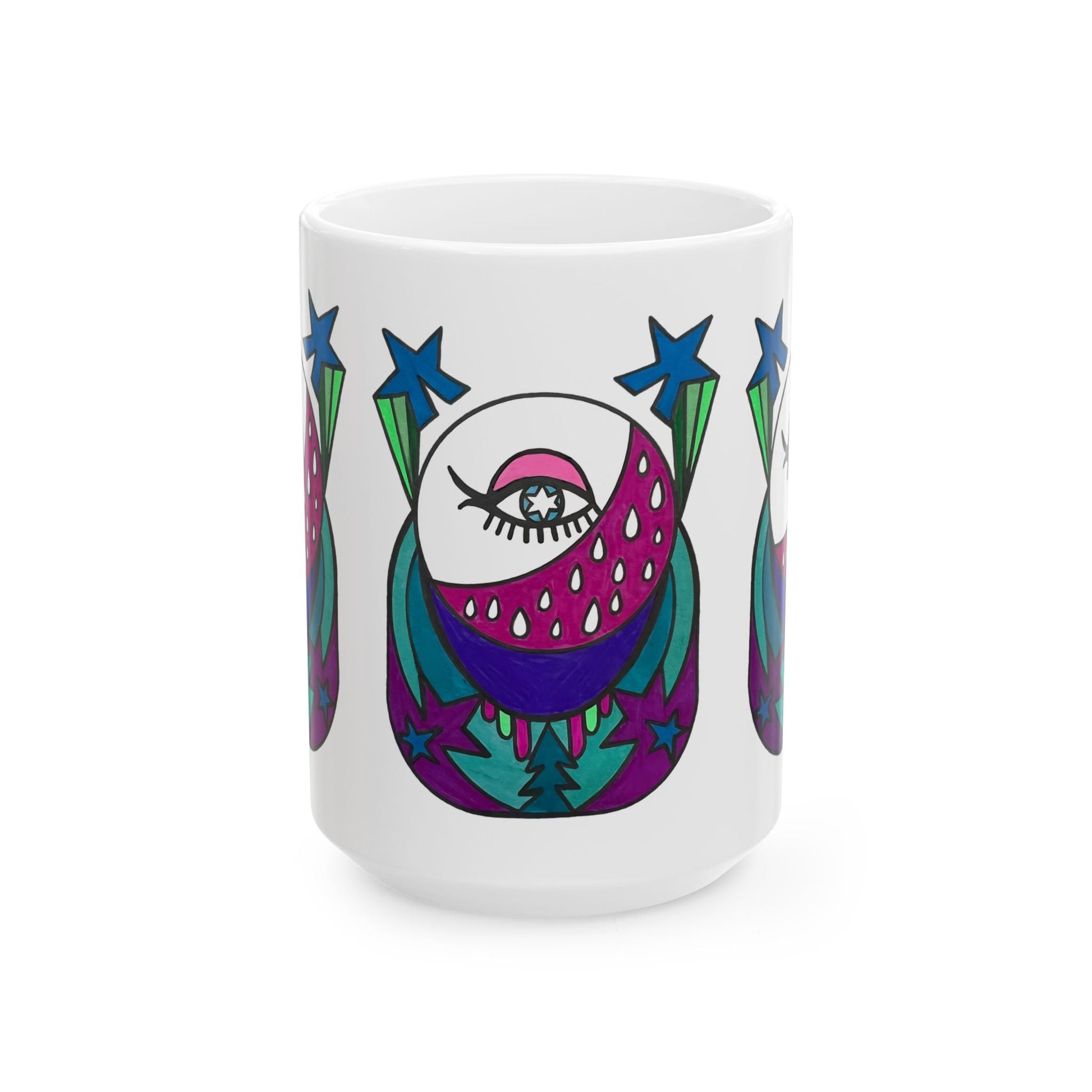 Pop Decoscape Lunar Eye Coffee Mug | Abstract Art Colorful Ceramic Mug (11oz, 15oz) - POP DECO