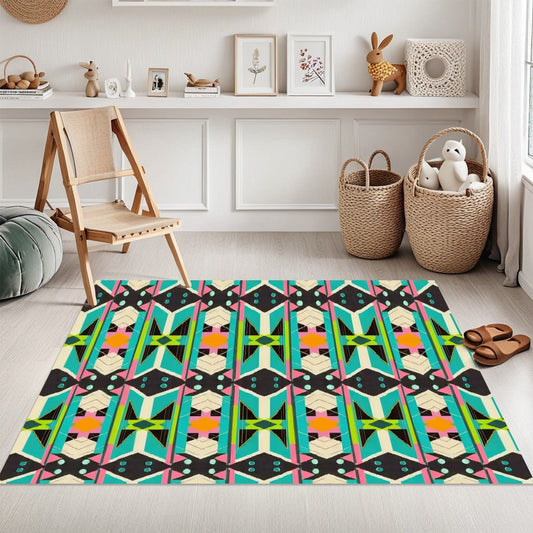 Pop Wild Geometric Colorful Abstract Area Rug (5x3) | Boho Eclectic Graphic Rug - POP DECO