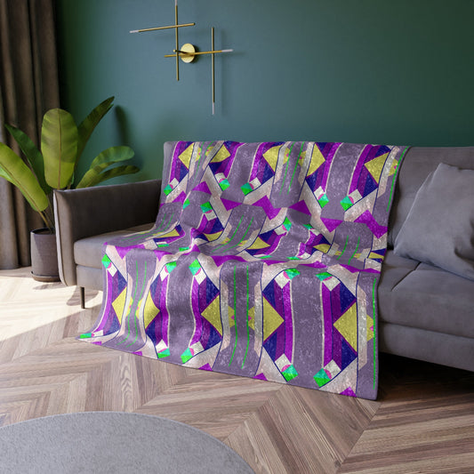 Pop Wild Geometric Colorful Crushed Velvet Blanket | Elegant Art Deco Throw - POP DECO