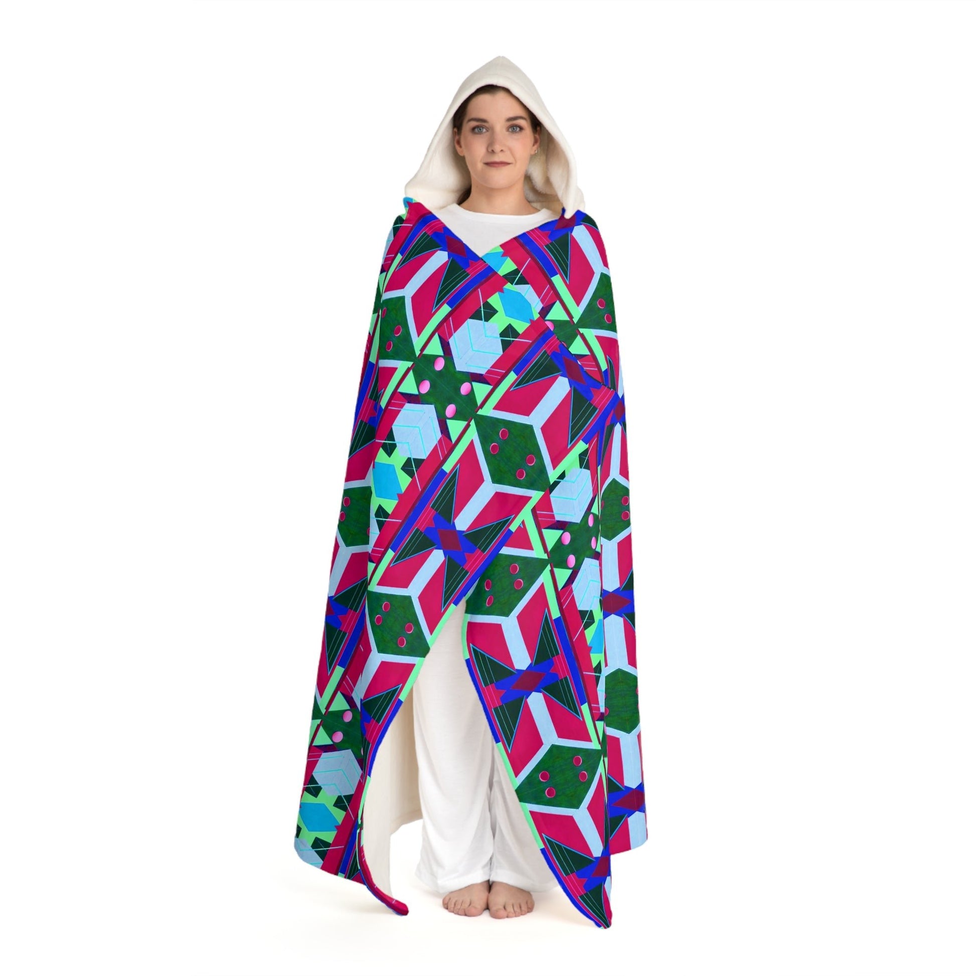 Pop Wild Geometric Maximalist Abstract Maximalist Hooded Sherpa Fleece Blanket - POP DECO