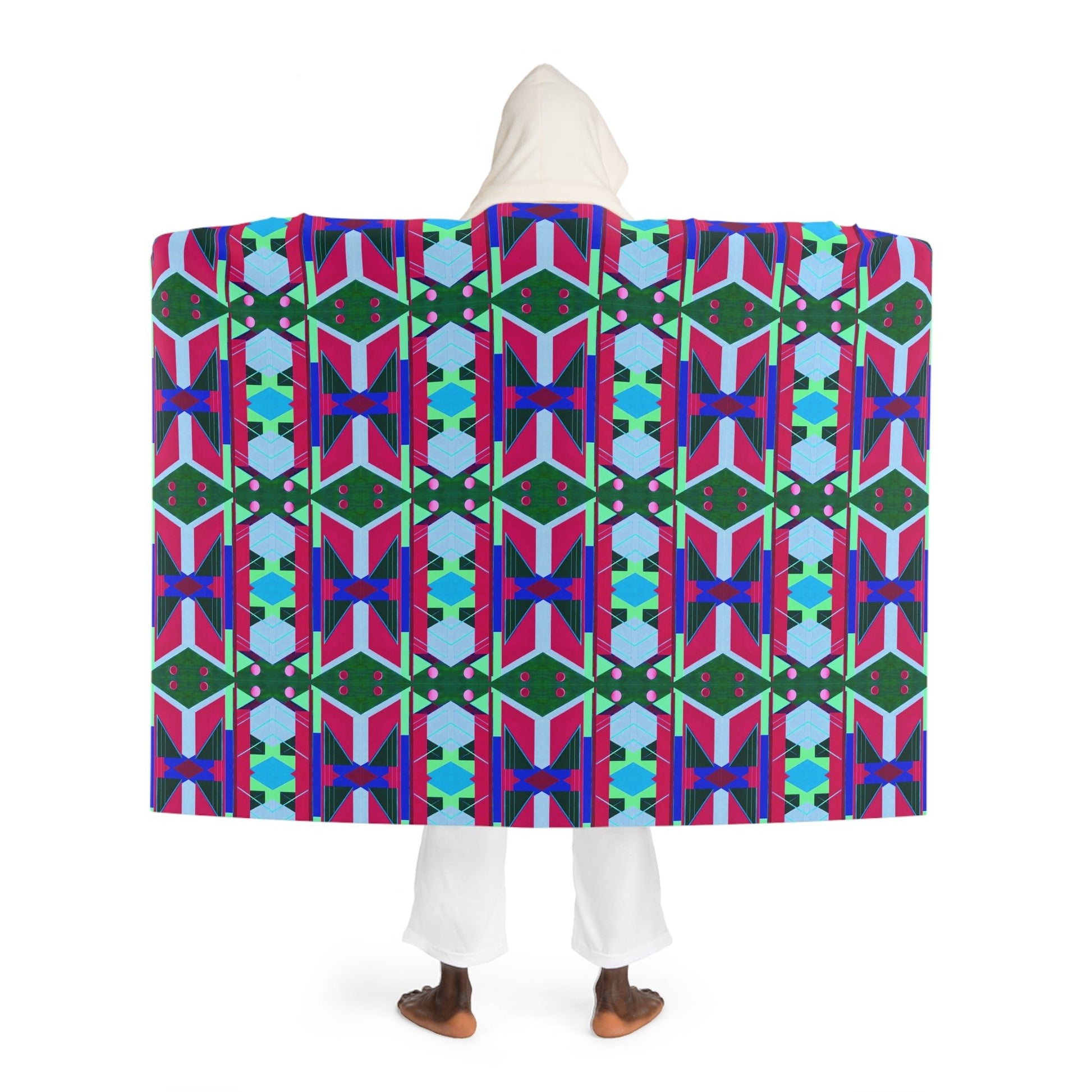 Pop Wild Geometric Maximalist Abstract Maximalist Hooded Sherpa Fleece Blanket - POP DECO