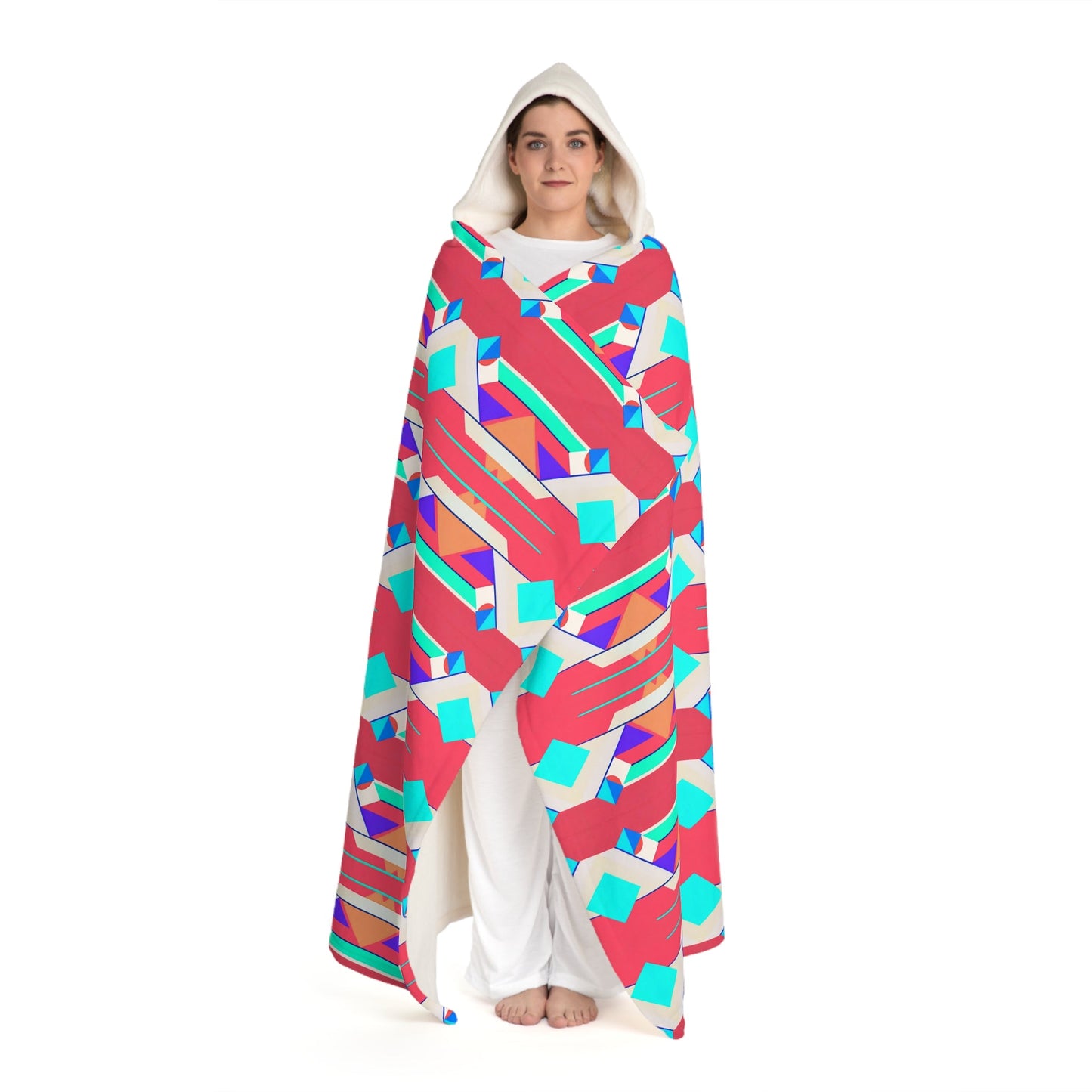 Pop Wild Geometric Maximalist Hooded Sherpa Fleece Blanket - POP DECO