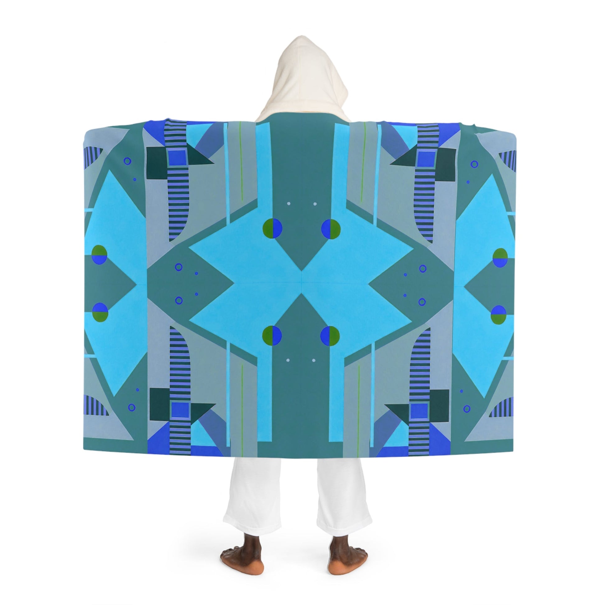 Pop Wild Geometric Maximalist Hooded Sherpa Fleece Blanket | Eclectic Gift for Creatives - POP DECO