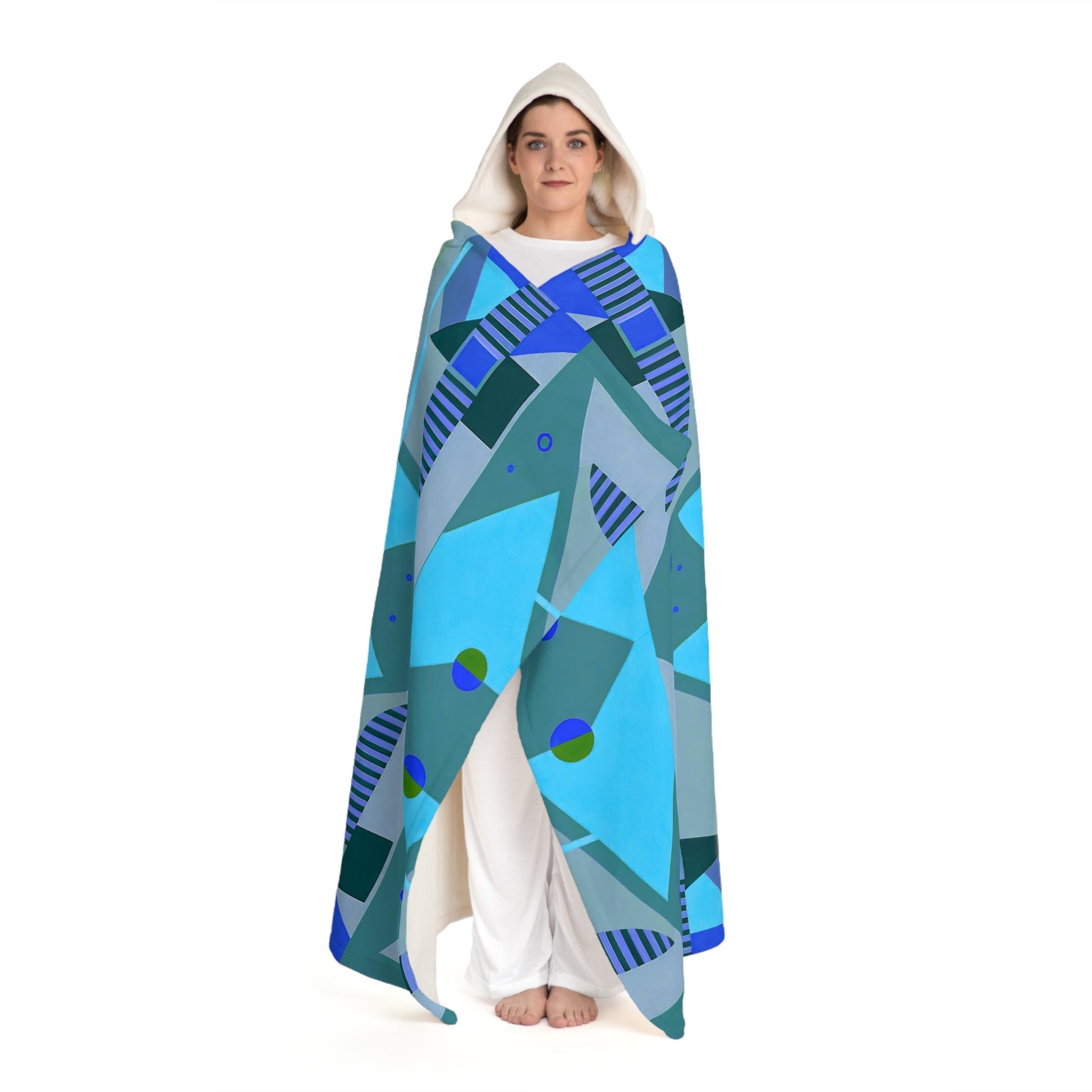 Pop Wild Geometric Maximalist Hooded Sherpa Fleece Blanket | Eclectic Gift for Creatives - POP DECO