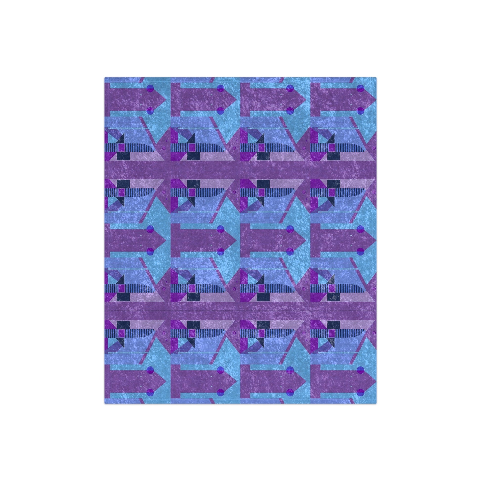 Pop Wild Geometric Ombre Crushed Velvet Blanket | Elegant Purples and Blues Art Deco Throw - POP DECO