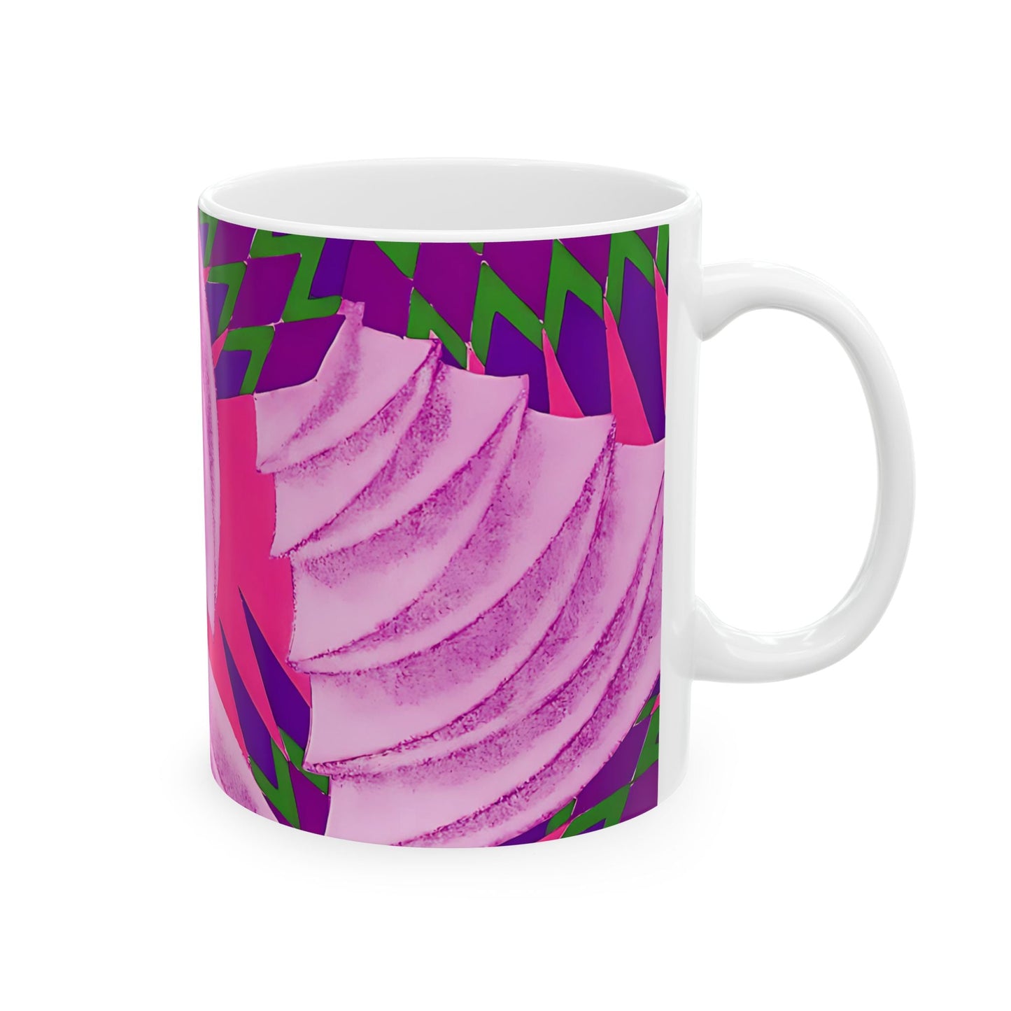 Pretty Prismes Dopamine Deco Coffee Mug | Abstract Colorful Pink Ceramic Mug (11oz, 15oz) - POP DECO