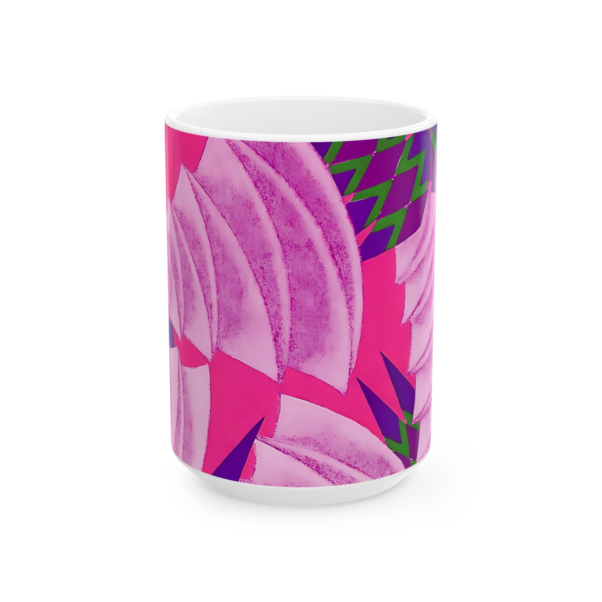 Pretty Prismes Dopamine Deco Coffee Mug | Abstract Colorful Pink Ceramic Mug (11oz, 15oz) - POP DECO