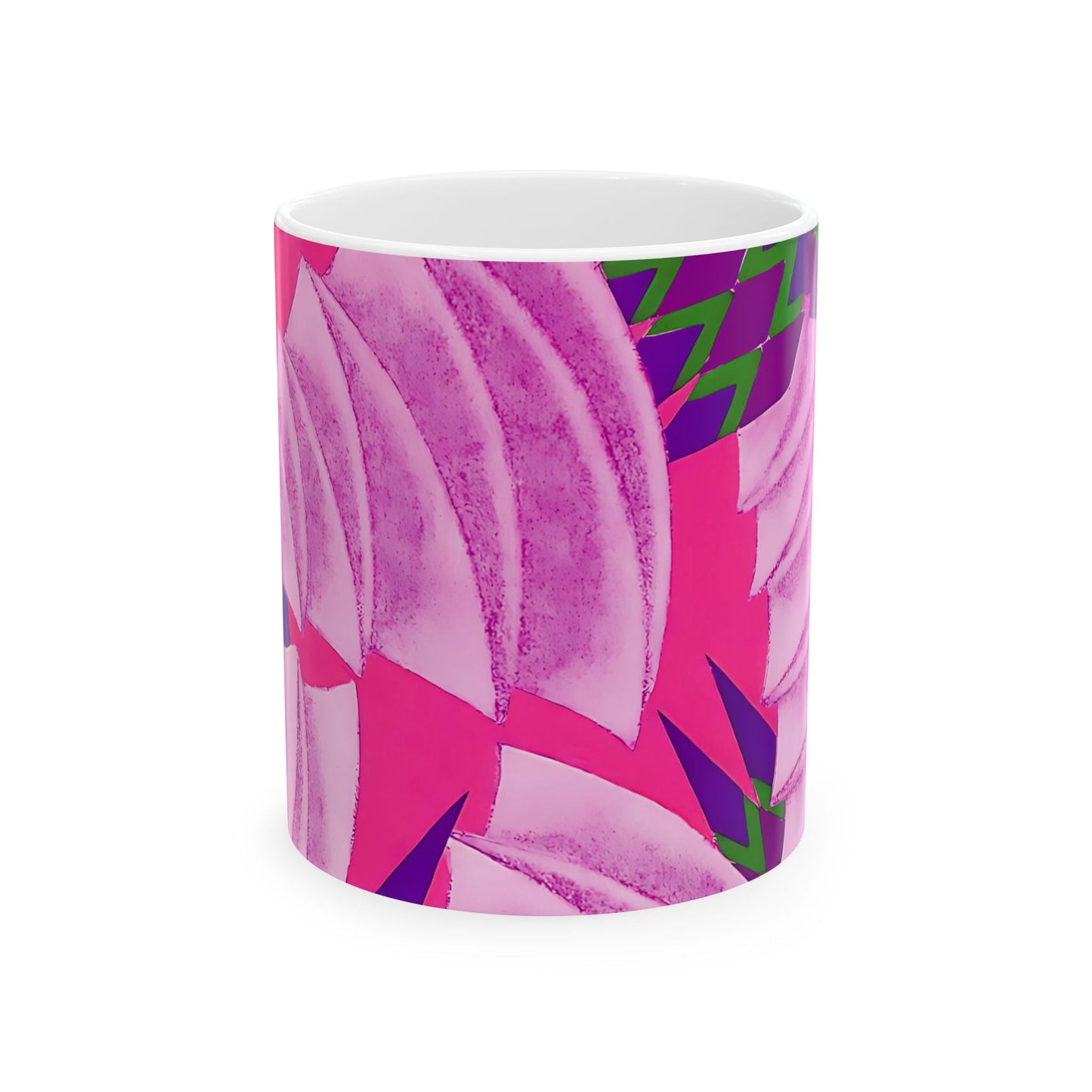 Pretty Prismes Dopamine Deco Coffee Mug | Abstract Colorful Pink Ceramic Mug (11oz, 15oz) - POP DECO