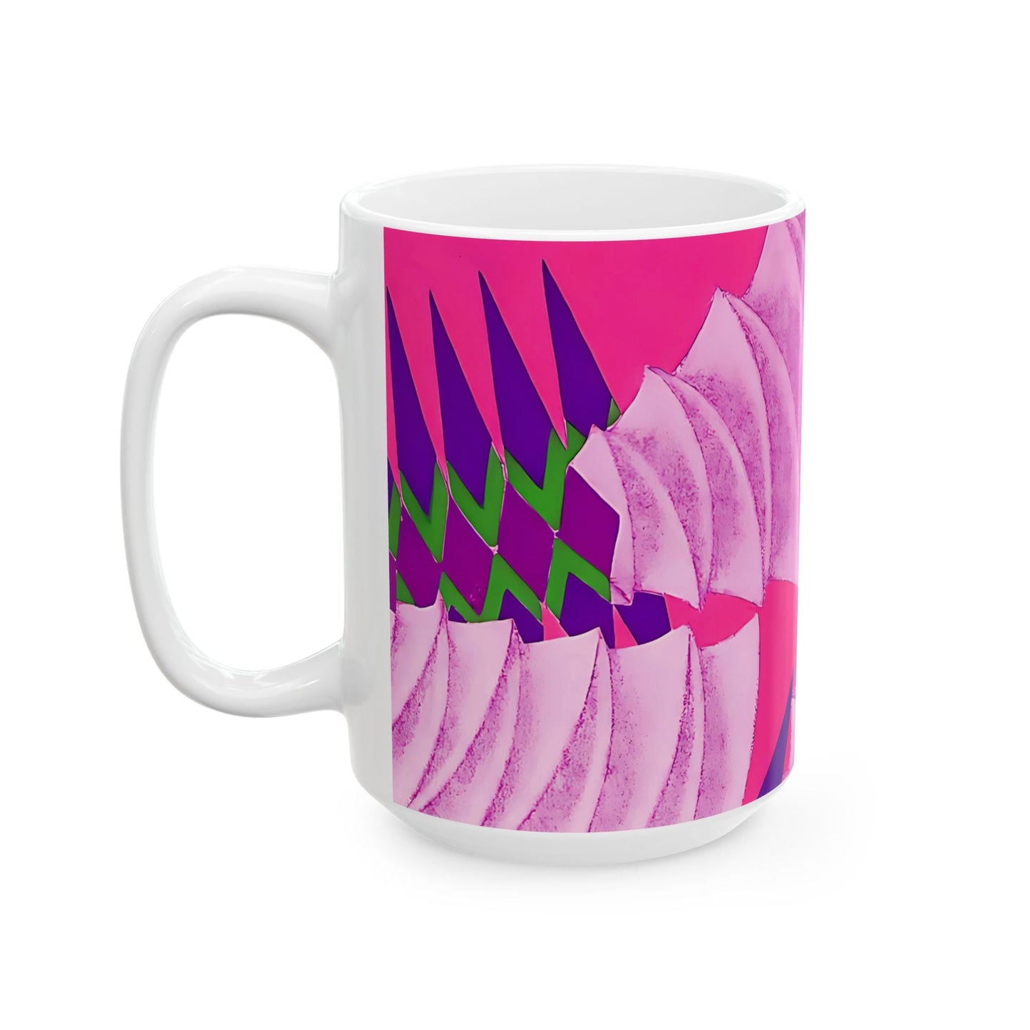 Pretty Prismes Dopamine Deco Coffee Mug | Abstract Colorful Pink Ceramic Mug (11oz, 15oz) - POP DECO