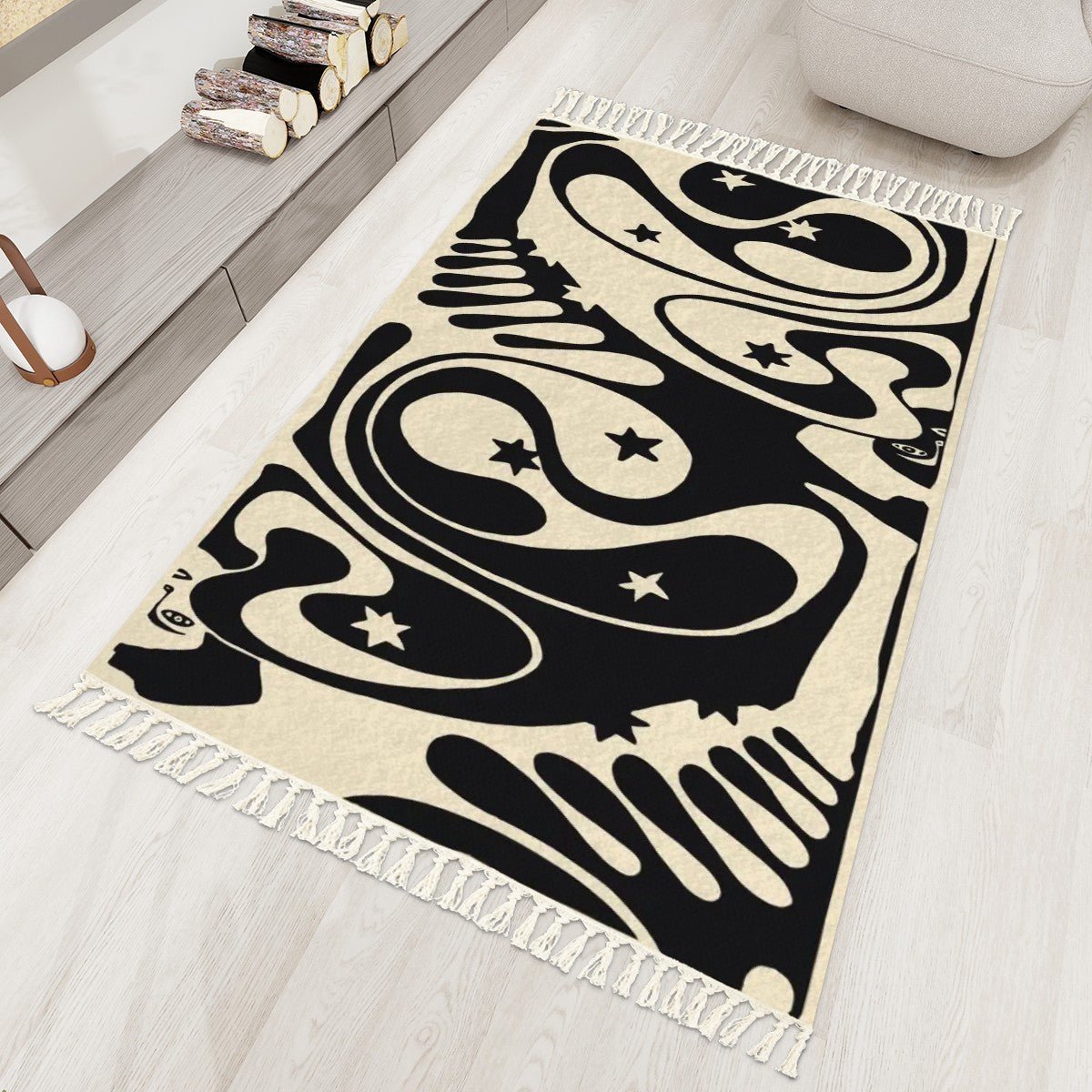 Psychedelic Art Deco Area Rug with Tassels (5x3) | Koloman Moser Eclectic Rug - POP DECO