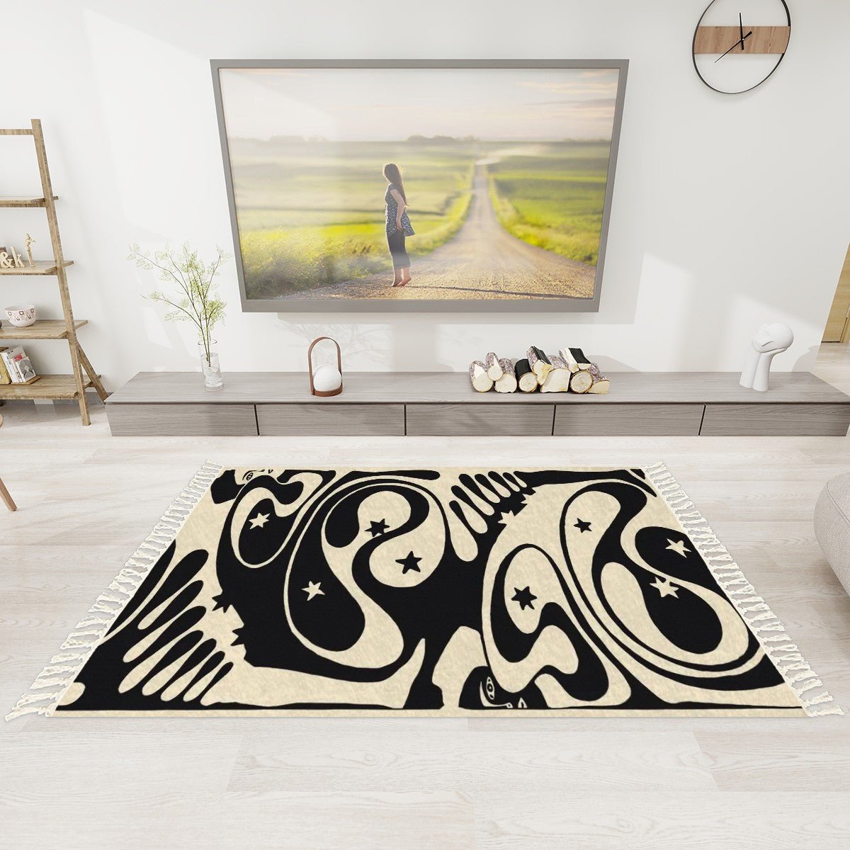 Psychedelic Art Deco Area Rug with Tassels (5x3) | Koloman Moser Eclectic Rug - POP DECO