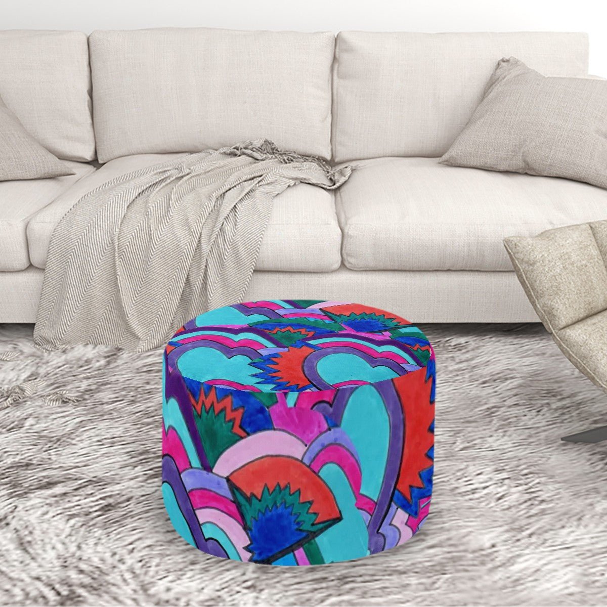 Round Pouf Ottoman - POP DECO