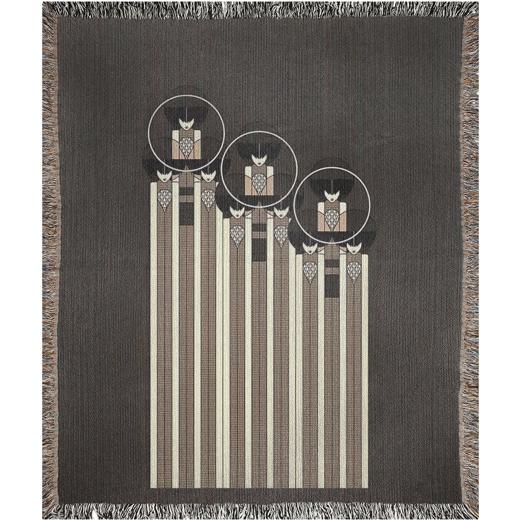 Ver Sacrum Moser Woven Blankets | Black and Cream Deco Vibe Throw Blanket - POP DECO